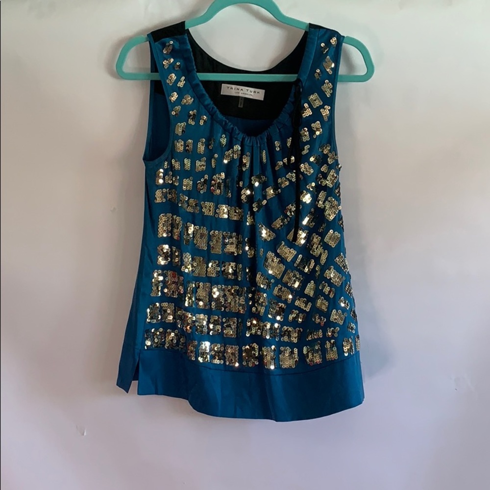 Blue and Gold sequin top